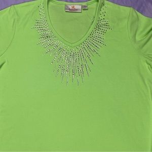 Quacker Factory Lime Green Tee Shirt